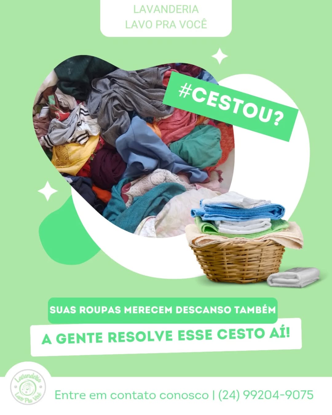 Terceira Imagem de serviços da lavanderia cestou de roupas